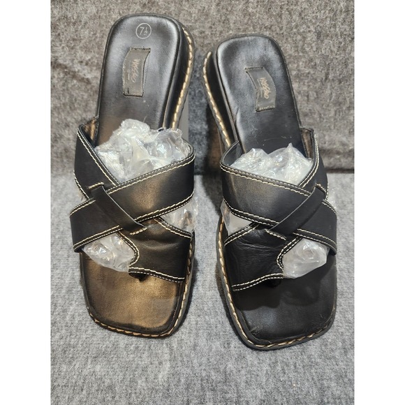 Mossimo Leather‎ Strappy Sandals Women's Size 7.5 Black - Picture 2 of 7